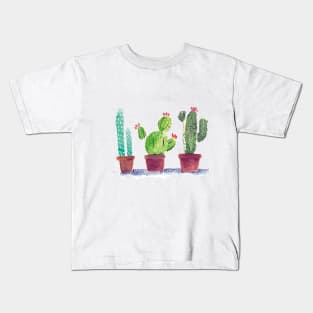 Image: Watercolor, Cactus in pots Kids T-Shirt